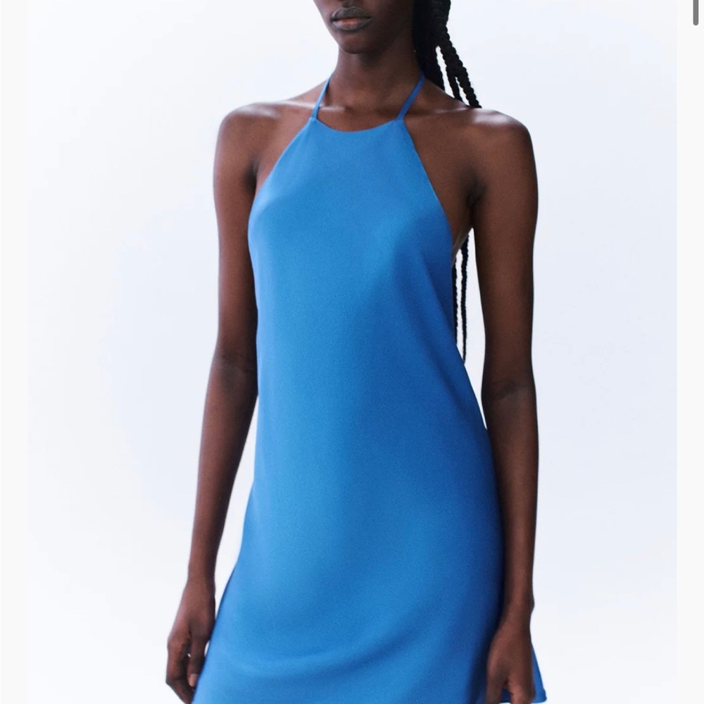 Shona Joy Oliviera Low Back Halter Neck Mini Dress - Picture 3 of 5
